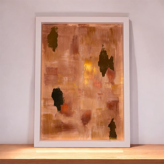 Bronze and gold leaf abstract acrylic painting. A3