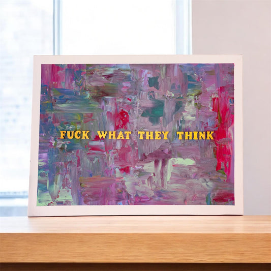 Maximalist acrylic on canvas quoted painting. 30x20cms