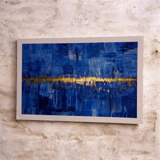 Blue and gold acrylic and modelling paste painting on canvas. First of the Heartbeat series.